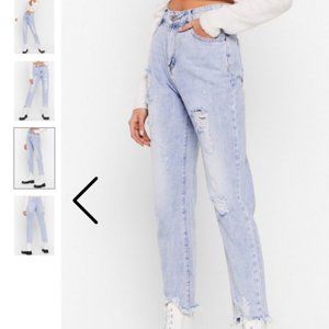 Frayed High-Waisted Mom Jeans